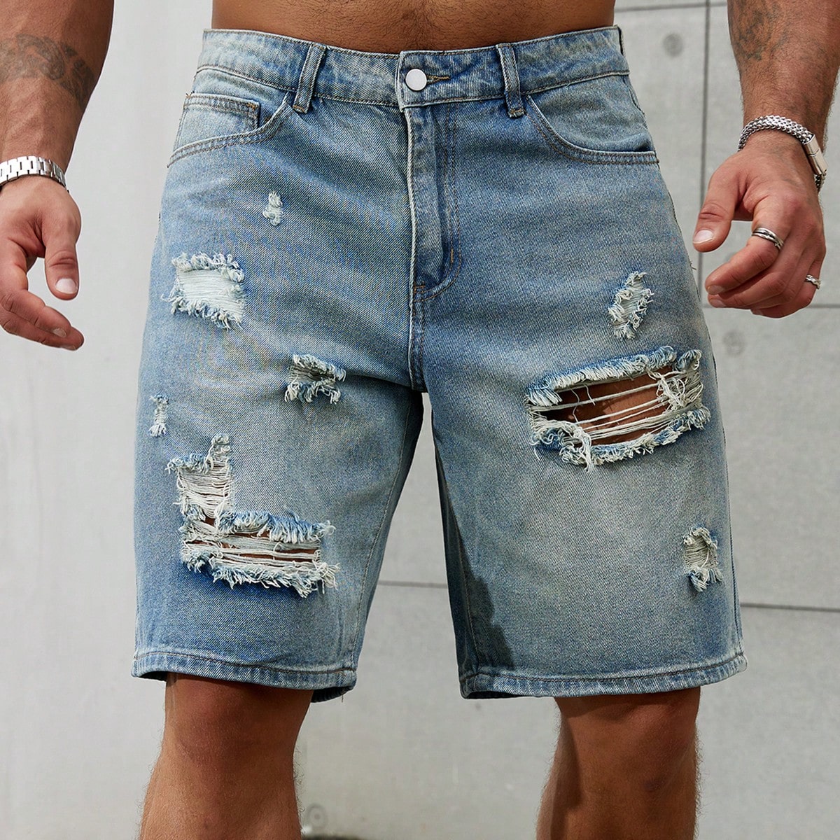 Street Fashion News - 남성용 찢어진 짧은 청바지 브랜드 의류,