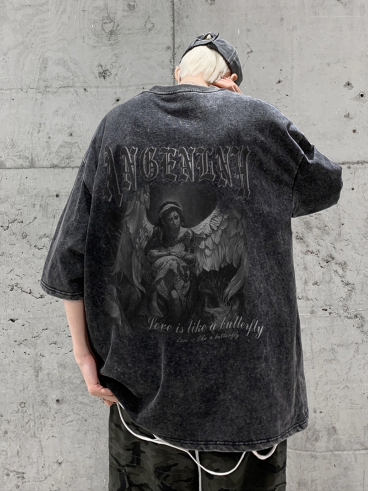 Street Fashion Types - 플러스 사이즈 고딕 스타일 레터 프린트