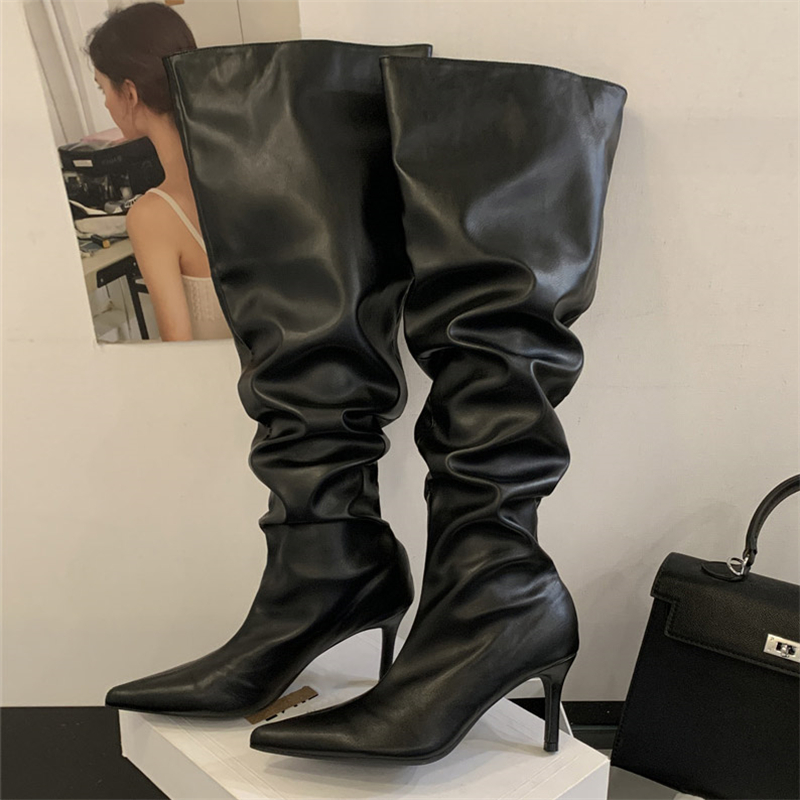 2026년 겨울 디자인 플리츠 포인티드 토 여성 롱 오 - Street Fashion Designer 리뷰 및 가격