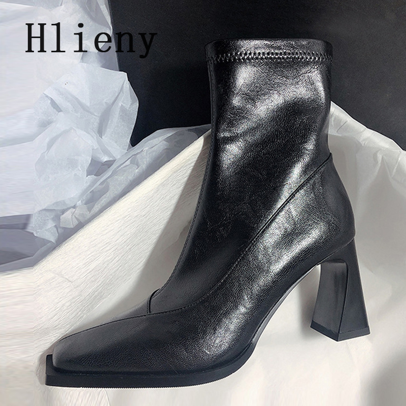 Hlieny 여성 앵클 부츠 패션 스퀘어 토 지퍼 숏  - Street Fashion Lady 리뷰 및 가격