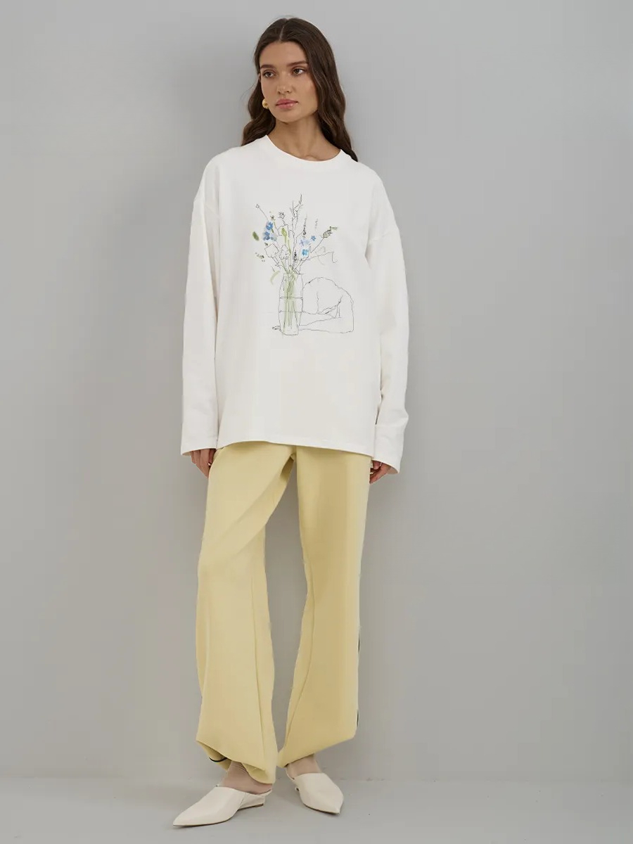 가을 신상품 여성 긴팔 티셔츠 코튼 미니멀리스트 라인  - Longline Tee Oversized 리뷰 및 가격