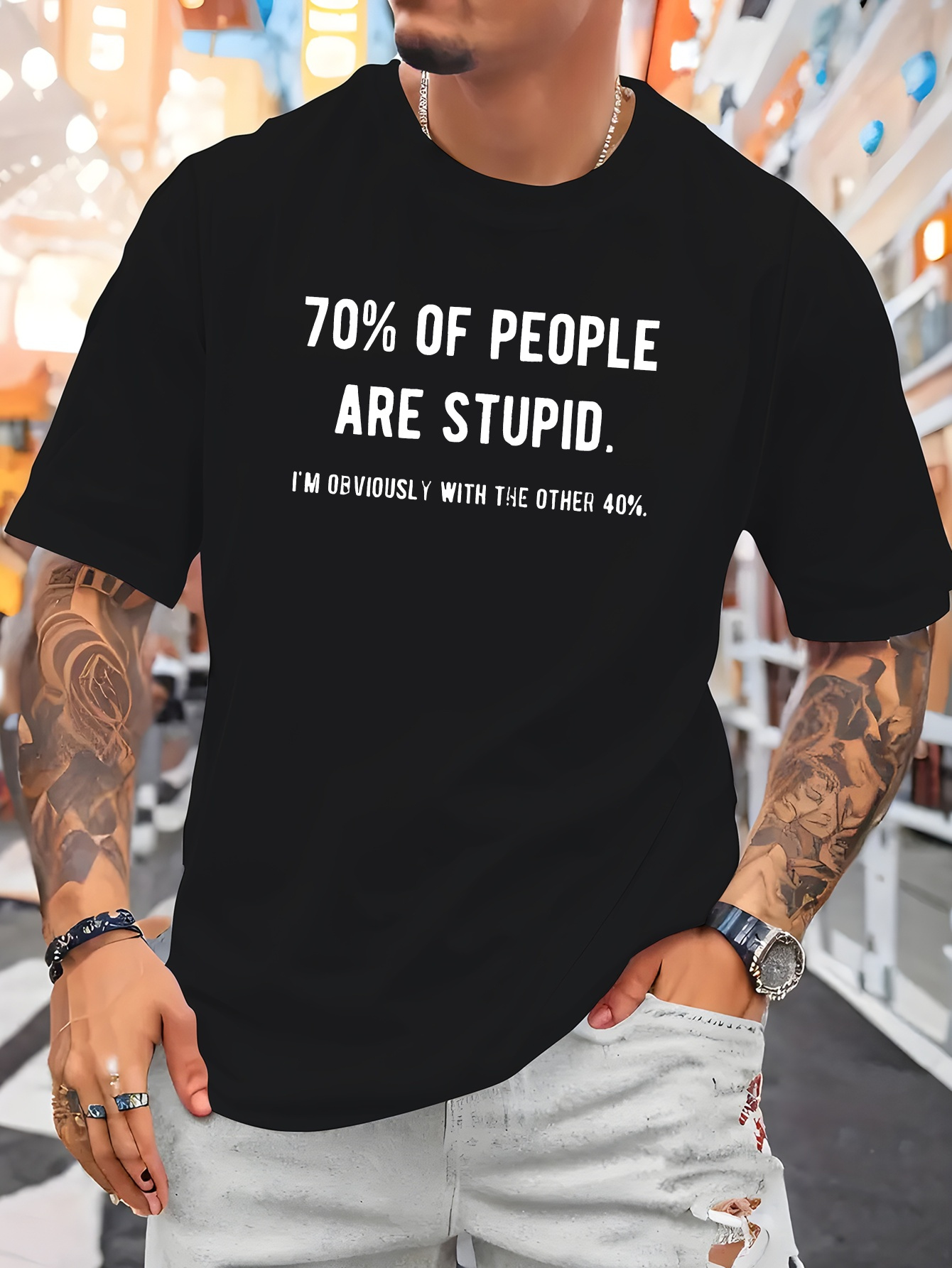 농담 같은 말을 담은 남성용 크루넥 면 티셔츠, 70% - Street Fashion Quotes 리뷰 및 가격