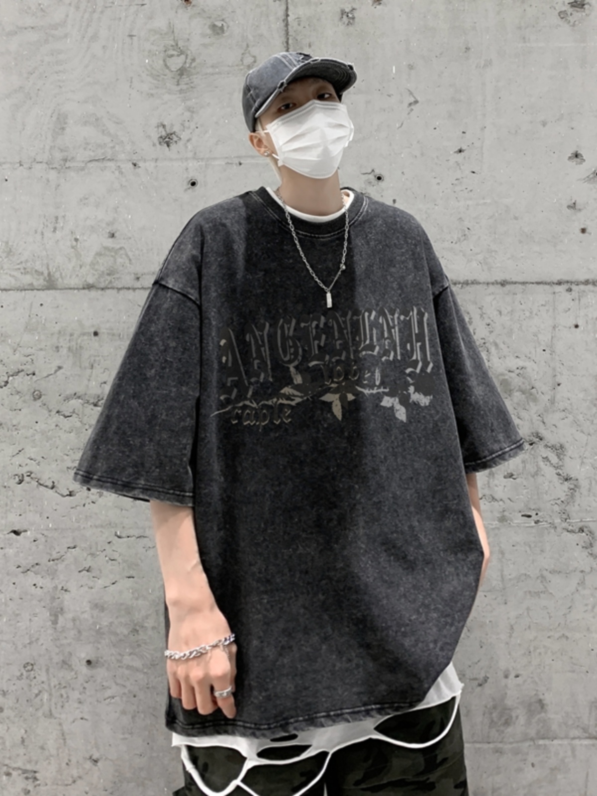 플러스 사이즈 고딕 스타일 레터 프린트 상의, 유럽 미 - Street Fashion Types 리뷰 및 가격