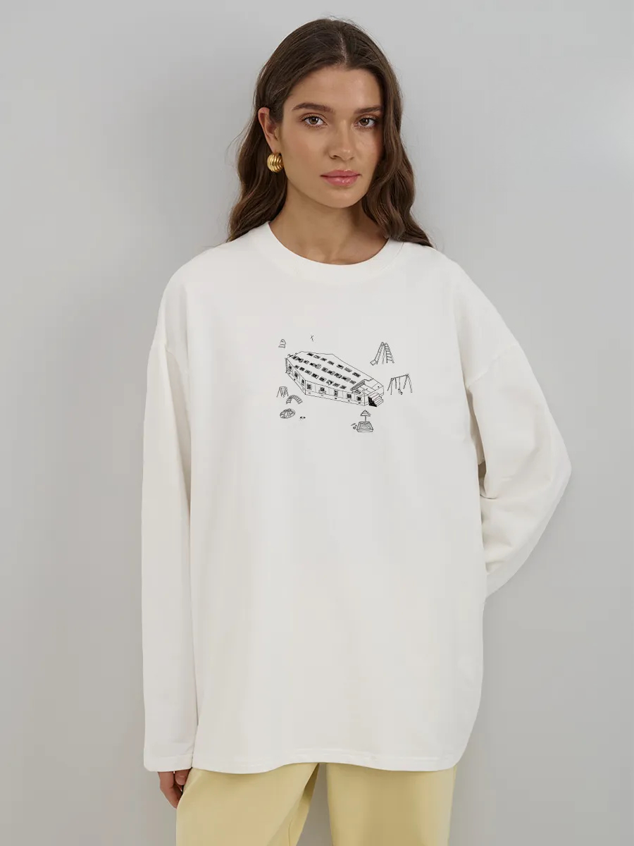 가을 100% 코튼 여성 긴팔 티셔츠 미니멀리스트 라인 - Longline Tee Oversized 리뷰 및 가격
