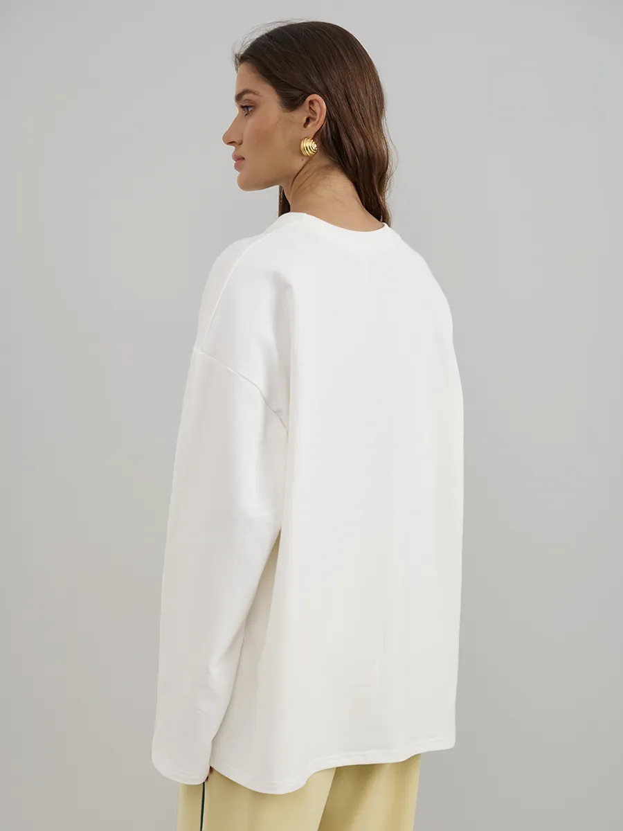 가을 100% 코튼 여성 긴팔 티셔츠 미니멀리스트 라인 - Longline Tee Oversized 리뷰 및 가격