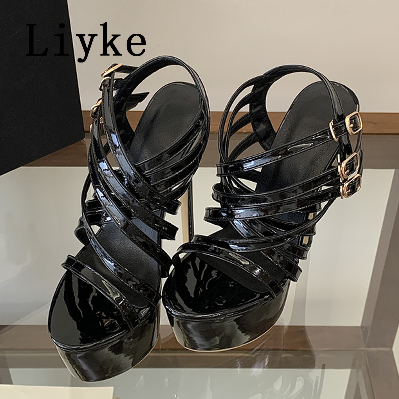 Liyke 여름 17CM 슈퍼 하이힐 샌들 여성 플랫폼 - Street Fashion Lady 리뷰 및 가격