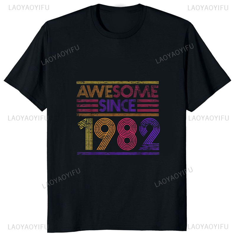 한정판 1982 빈티지 프린트 티셔츠, 80 년대 캐주 - Street Fashion Types 리뷰 및 가격